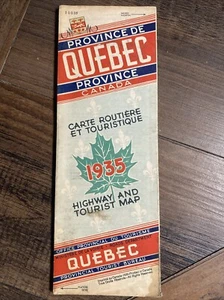 Vintage 1935 PROVINCE OF (DE) QUEBEC CANADA HIGHWAY ROAD & TOURIST FOLD OUT MAP - Picture 1 of 10