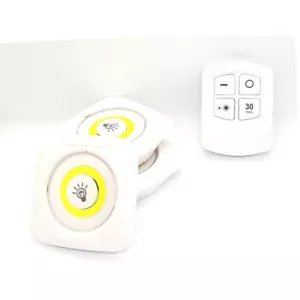 Set 3 LED Lights Adhesive 2 Brightness Battery With Ir Remote Control Timer 30 - Picture 1 of 2
