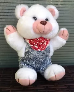"PAÑUELO Y OVEROLES DE PELUCHE RELLENO BLANCO NUBE 9 DE COLECCIÓN 8" OSO DE PELUCHE - Imagen 1 de 1
