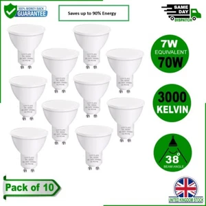 10X LED GU10 Light Bulbs  7W  Warm White 3000K Spotlight Energy Saving LED Blubs - Picture 1 of 5
