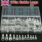 170PCS Battery Copper Crimp Terminals Cable Lug Eyelet Wire Ring Connectors Kit