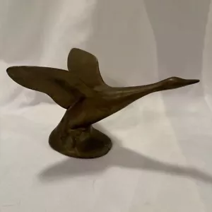 Vintage Solid Brass Flying Goose Figurine 8" Long 5 " Tall 5" Wide - Picture 1 of 7