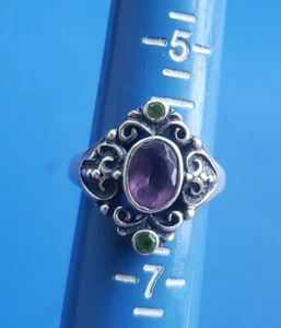 Vintage Sterling Silver 925 Ring with Purple Stone. Size 6 - Picture 1 of 5