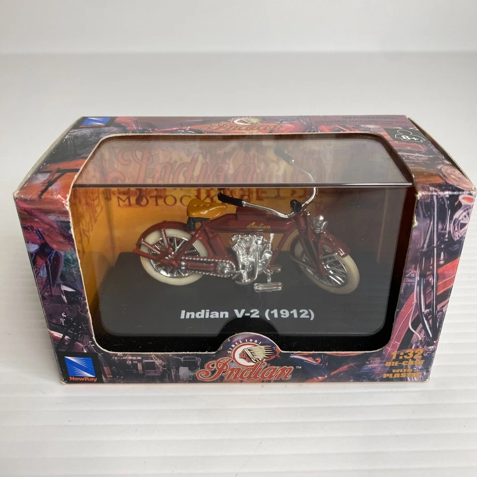 New Ray Indian V-2 (1912) Diecast Motorcycle Model Toy In Box Motorbike 1:32 - Image 1 of 4