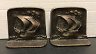 Antique 1925 Solid Cast Iron Snead & Co Sailing Ship Nautical Galleon Bookends