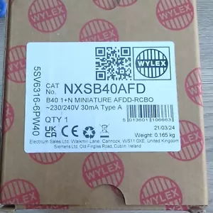 Wylex NXSB40AFD 40A B Type 30mA 1P+N RCBO/AFDD x10 Wylex NXSB40AFD 32a x10 - Picture 1 of 1