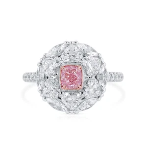Natural Light Pink Diamond Ring 3.04 Ct Cushion Cut SI1 GIA Report 18K - Picture 1 of 9