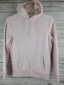 Felpa con cappuccio pullover Hollister donna taglia XS rosa pastello cordino con cappuccio logo - Foto 1 di 12