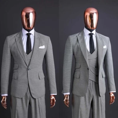 Trajes de pata de gallo de verano para hombre 3 piezas chaqueta de un solo pecho pantalones de pierna ancha Foto 1 de 4