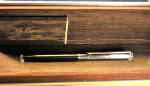 Bolígrafo delgado "S.T.DUPONT" clásico francés c.1991 plateado/negro y CT - Imagen 1 de 19