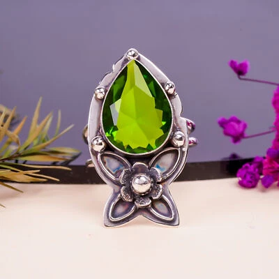 Peridot Gemstone 925 Sterling Silver Jewelry Ring, Designer Ring, Gift For Her - Image 1 of 4