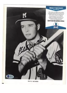 Eddie Mathews Milwaukee Braves Signed 8x10 Photo Beckett - Picture 1 of 1