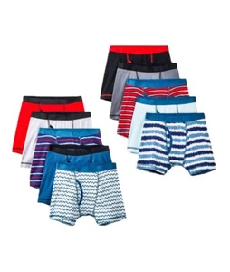 Boys' Red and Blue Striped 10 Pack Cotton Boxer Briefs - Picture 1 of 1