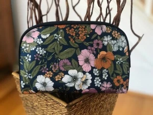 Medium Sized Cosmetic Bag / Accessory Bag -  Multi Color Floral - 8 1/2 x 5 3/4 - Picture 1 of 3