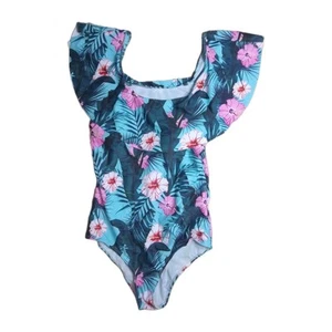Large Iffei One Piece Bathing Suit Off Shoulder Floral Printed Ruffles Monokini - Picture 1 of 10
