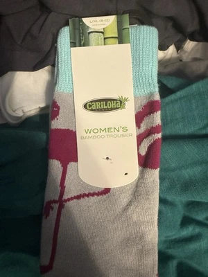 Cariloha Bambú Mujer Pantalón Calcetines Azul Claro/Rosa Caliente Flamencos L/XL (8-12) Foto 1 de 3