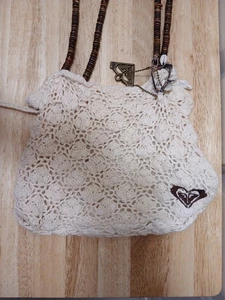 Roxy Bohemian Style gehäkelt Kordelzug Tasche Perlen Griffe Crossbody Boho Handtasche - Bild 1 von 9