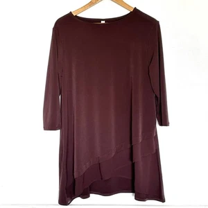 Zenana Outfitters Tunic Women's Large Brown Layered 3/4 Sleeve Shirt Top - Picture 1 of 9