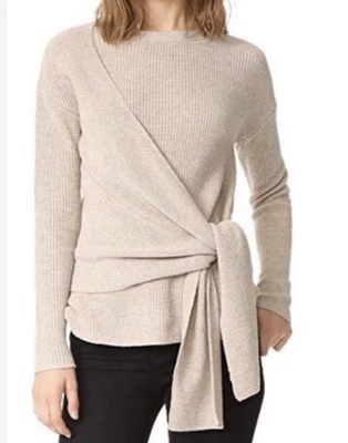 Suéter Brochu Walker Paloma Melange Mezcla Cachemira Corbata Frontal Talla S Beige Foto 1 de 4