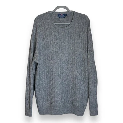Vineyard Vines Men’s XL Gray Cable Knit Merino Wool & Cashmere Sweater - Image 1 of 4
