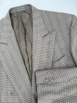 Винтажный блейзер Ermenegildo Zegna 54 IT 44 США серый синий гончая шерсть норка - Изображение 1 из 4