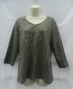 Top Chicos Mujer Talla 1 Verde Texturizado Cachemira Mangas 3/4 Cuello en V - Imagen 1 de 16