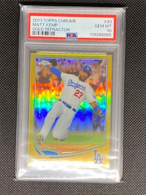 2013 Topps Chrome Gold Refractor #20 Matt Kemp /50 PSA 9 Dodgers POP1 - Image 1 of 2