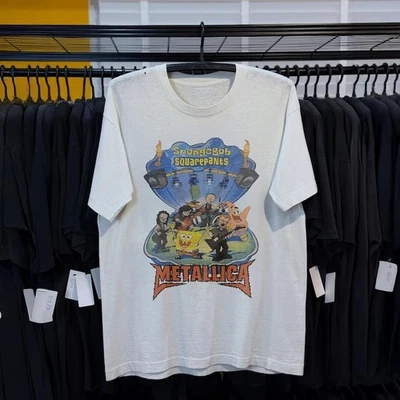 Camiseta Sponge.Bob Me.tallica Mashup, Camiseta Vintage Banda de Dibujos Animados Foto 1 de 4