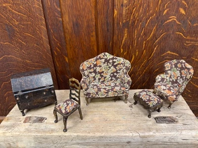 Casa de Muñecas Triang Período Muebles Queen Anne Sofá/Sillón/Silla/Reposapiés Etc - Imagen 1 de 4