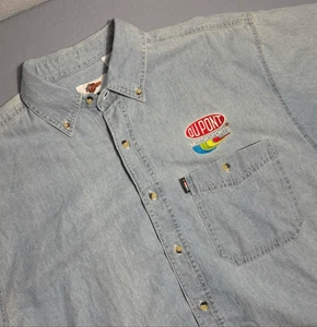 Camicia Chase Authentics uomo XL denim con bottoni Jeff Gordon manica corta blu - Foto 1 di 9