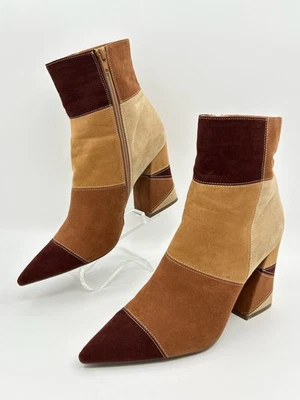 Botines de gamuza MADDEN GIRL Cody Patchwork TALLA 10M MARRÓN Y BEIGE para mujer Botas de tacón Foto 1 de 4