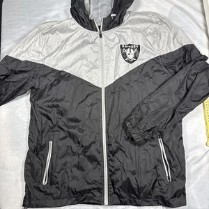 Size Large Oakland Raiders Windbreaker Jacket Full Zip NFL Lightweight - Picture 1 of 6