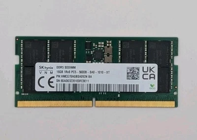 SK Hynix 16GB DDR5 5600 Laptop SODIMM RAM 1Rx8 PC5-5600B HMCG78AGBSA092N 262pin - Image 1 of 2