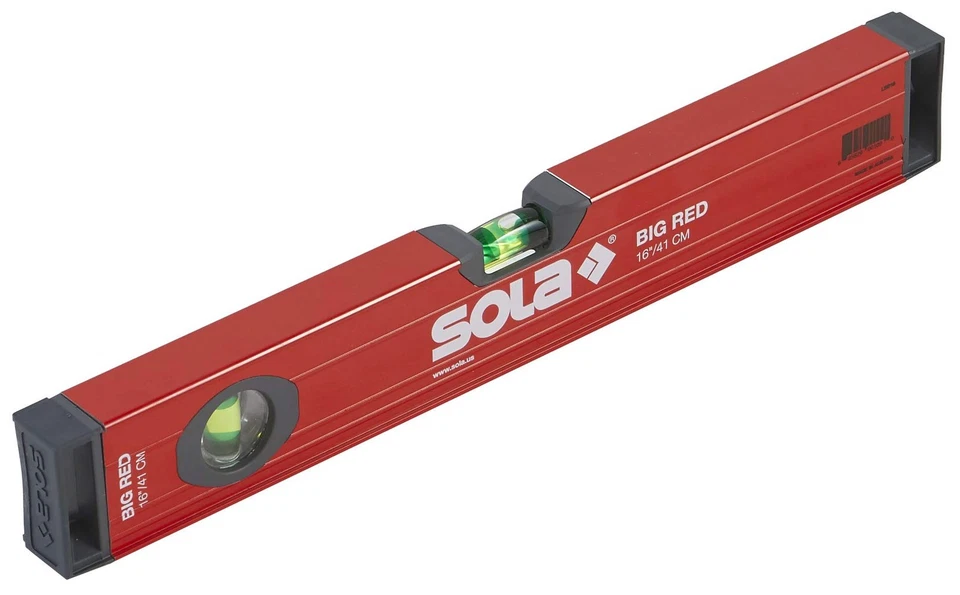 SOLA LSB16 Big Red Aluminum Box Beam Level with 2 60 Magnified Vials 16-Inch