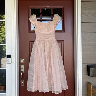 True Vintage 1940s 1950s Women’s Pink Prom Dress CROWN ZIPPER Size Small/medium - Image 1 of 4