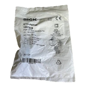 NEW SICK ET3-P5728 / ET3P5728 PHOTO SENSOR PNP LO M12 W/ HEALTH 10-30VDC 1047939 - Picture 1 of 2