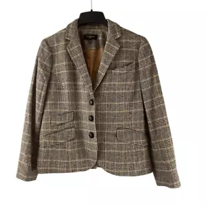 Talbots Blazer Prince Edward kariert Ellenbogen Patch Reitsport Hahnentritt 12P Wolle B - Bild 1 von 6
