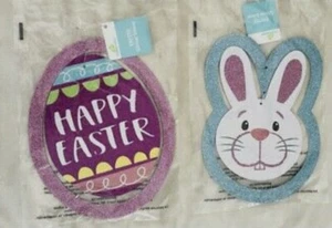 2 PCS Easter Hang Decors Happy Easter Bunny NEW - Picture 1 of 3