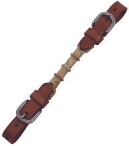 Buffalo Leather Curb Strap With Rawhide Accents And Silver Buckles - Picture 1 of 3