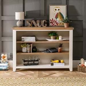 Cheshire Cream Painted Wide Low Bookcase with 2 Adjustable Shelves - WW32 - Picture 1 of 8