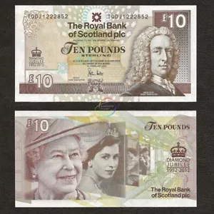 ESCOCIA 10 libras 2012 P-368 QE II DIAMANTE CONMEMORATIVO JUBILEO UNC - Imagen 1 de 1