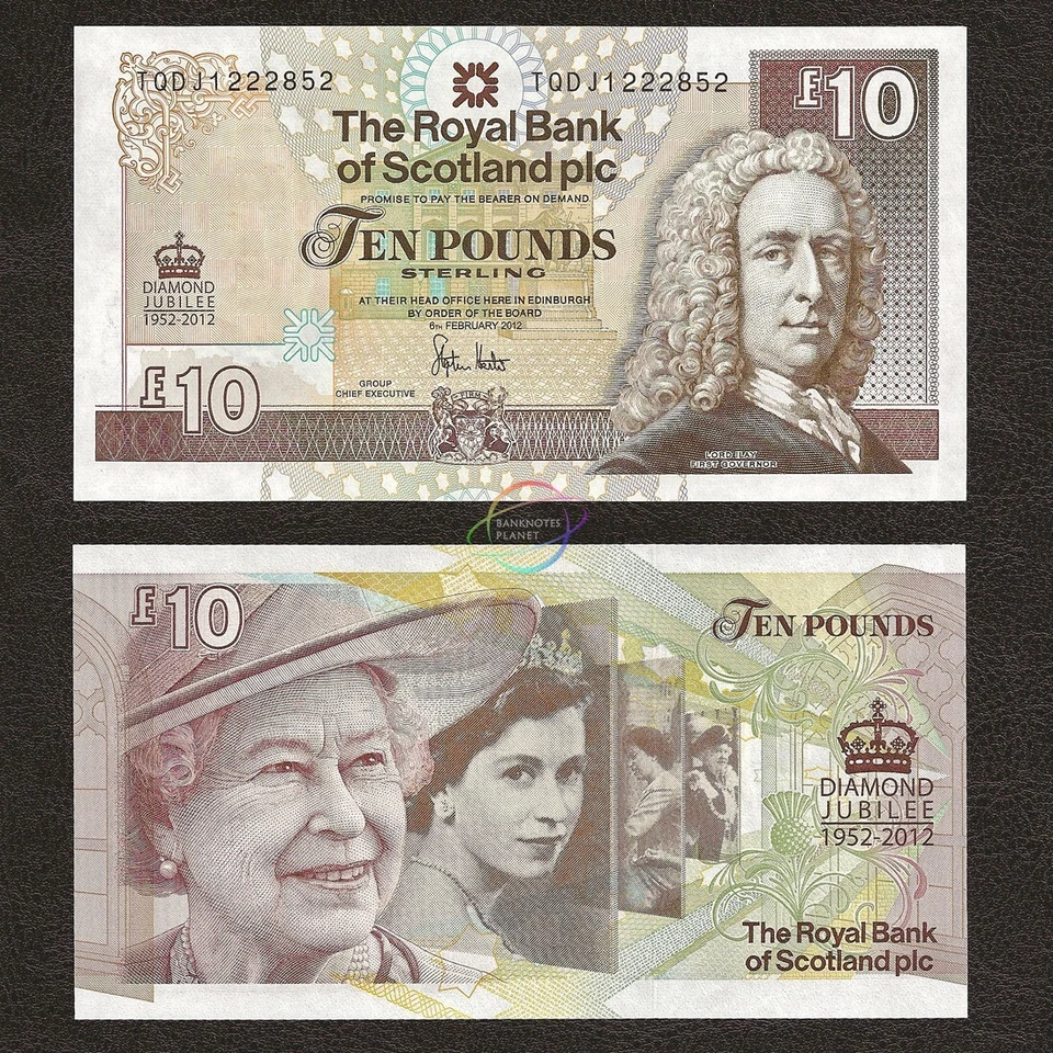 SCOTLAND 10 Pounds 2012 P-368 QE II COMMEMORATIVE DIAMOND JUBILEE UNC - Image 1 of 1