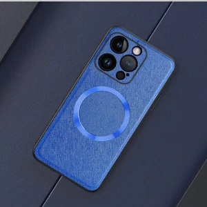 For iPhone 15 Pro Max 14 13 12 Magnetic Cross Pattern Leather Shockproof Cover - Zdjęcie 1 z 14