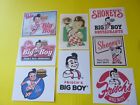Bob's Big Boy, Shoney's, Frisch's Burger Restaurants , Nine (9) Vintage Stickers