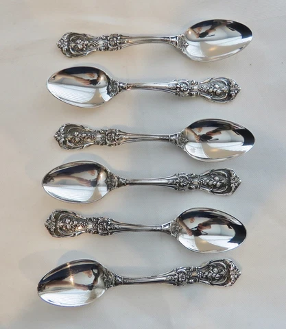 SET OF 6  DEMITASSE  SPOONS  REED & BARTON FRANCIS I STERLING SILVER Cover