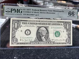 1977 $1 FRN Minneapolis STAR Fr. 1909-I* PMG 66EPQ Serial I01218007* oo7 !!!!!! - Picture 1 of 10