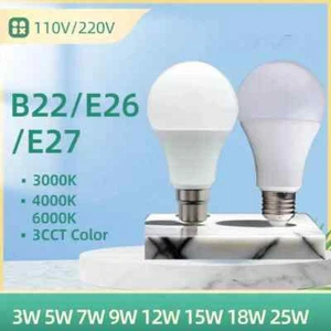 LED Bulb E26 B22 110V 220V 3CCT Lights LED A60 Bulbs E27 for Room Home Indoor - Picture 1 of 6