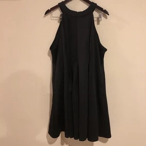 NWT Torrid Size 2 2X 18-20 Scuba High Neck Pleated Mini Trapeze Dress Black - Picture 1 of 16