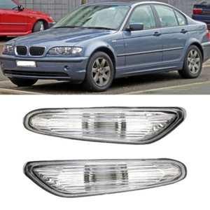 Fit BMW E46 Sedan 2002-2005 Clear Fender Signal Side Marker Lights Lamp 2Pcs/Set - Picture 1 of 7