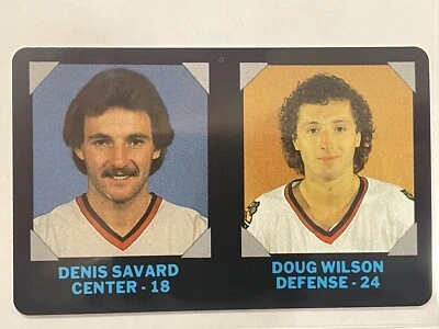 1985-86 7-Eleven Credit Cards Denis Savard/Doug Wilson #4 Blackhawks NHL Hockey - Image 1 of 2